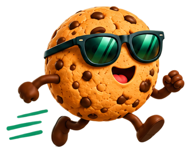 Maskotka CookieBanerPro - biegnie