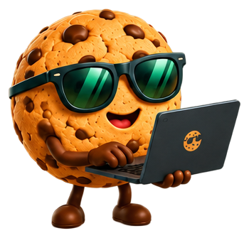 Maskotka CookieBanerPro - z laptopem